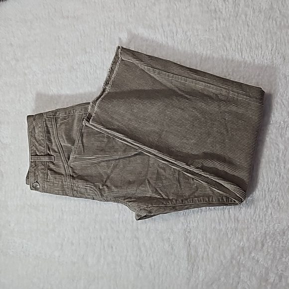 Forever 21 Corduroy Straight Leg Pants Tan M Raw Hem Mid Rise Bohemian - Picture 7 of 10